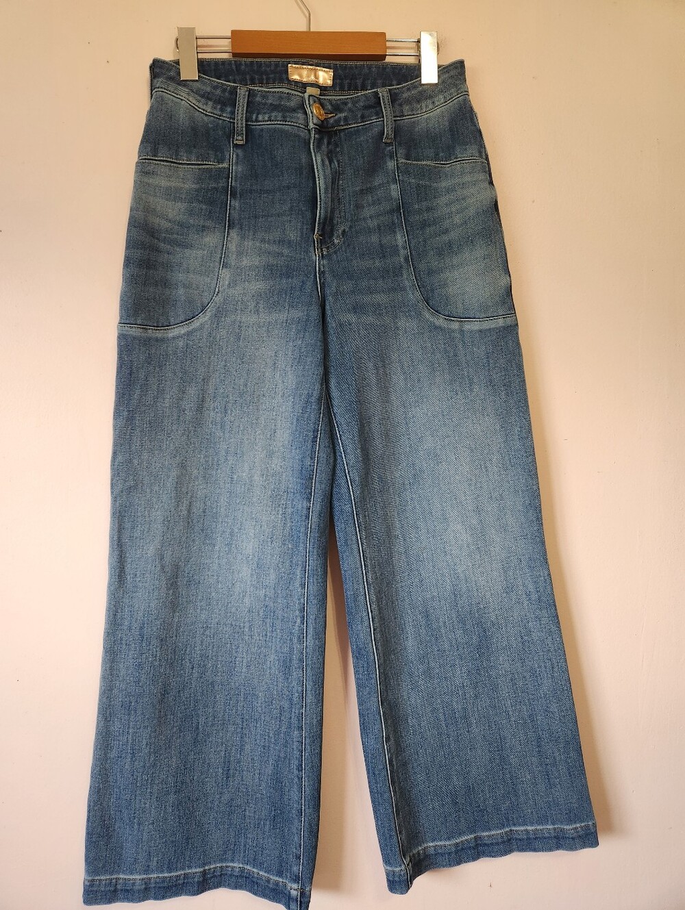 KUT from the Kloth Meg High Rise Wide Leg Jeans Medium Wash Size 6 EUC Boho